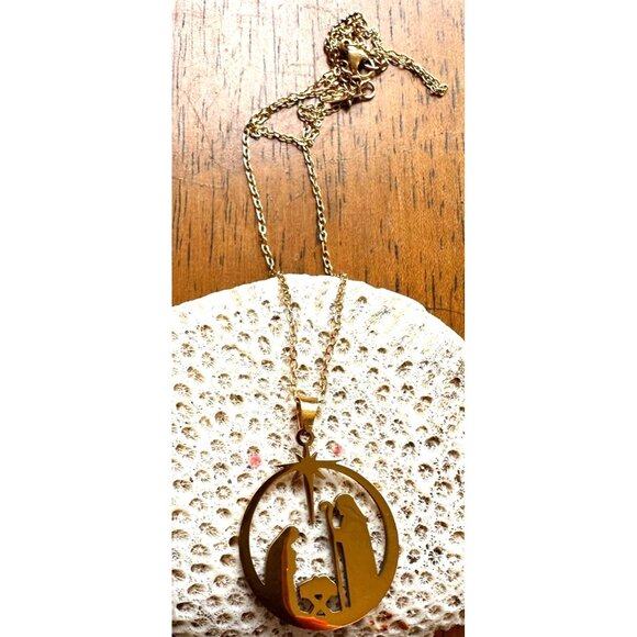 Nativity Scene Necklace Baby Jesus Jerusalem Christmas New 16 in Chain Extender - Picture 6 of 12